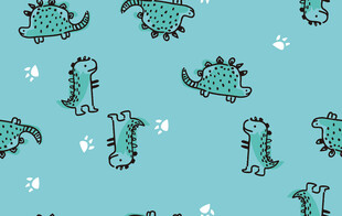 卡通恐龙图案的蓝色背景