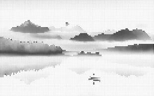 意境山水画镂空点状图