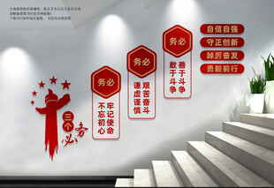 三个务必党建楼梯文化墙