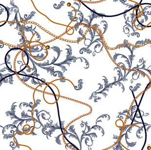 蓝黄交织藤蔓花纹图案