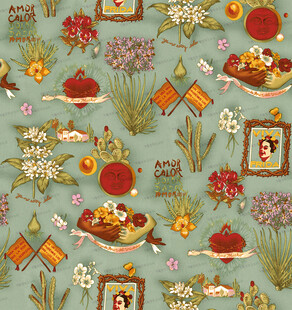 复古风花卉与物件图案设计