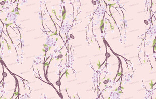 淡粉背景下的唯美花枝图案