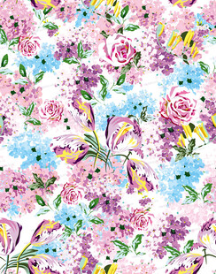花卉蝴蝶图案的缤纷背景