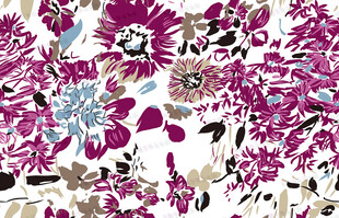 多彩花卉图案布料设计