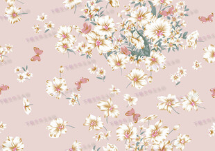粉色花卉小鸟图案背景