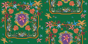 绿色花卉几何图案装饰画