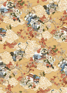 复古风花卉动物图案布料