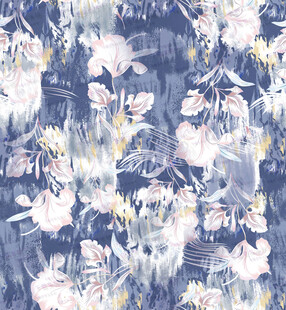 蓝底花卉抽象印花图案