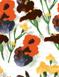 手绘多彩花卉图案