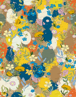 多彩抽象花卉图案背景