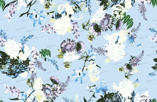 浅蓝色花卉图案布料纹理