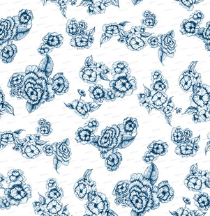 蓝白花卉图案纹理背景