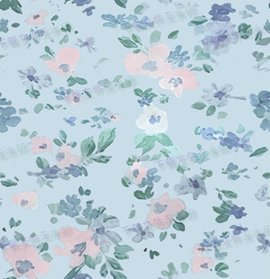 淡蓝色花卉图案布料