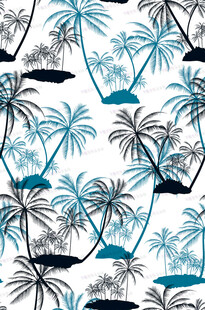 蓝白棕榈树图案背景