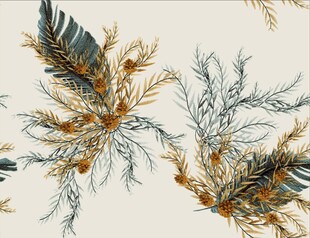 羽毛花卉图案优雅复古风