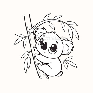 手绘矢量可爱考拉线稿图