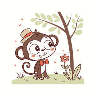 矢量可爱小猴子插画
