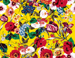 多彩花卉图案面料