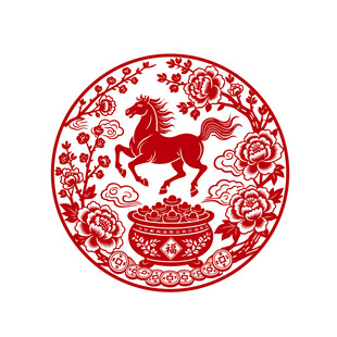 2026年镂空剪纸马年玻璃贴花