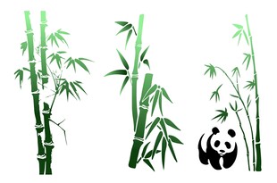 熊猫与翠竹图案设计素材