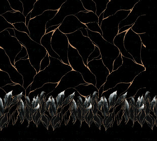 金属线条与叶片的创意组合