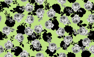 绿底黑白花卉图案纹理