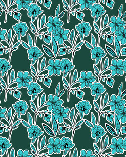 蓝绿花卉图案纹理背景