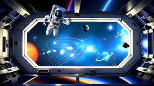 3D太空宇航员科幻墙绘