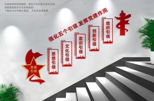 五个引领党建楼梯文化墙