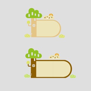 卡通风格树木边框设计素材