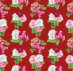 红色花卉图案背景纹理