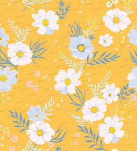 黄色底小清新花卉图案