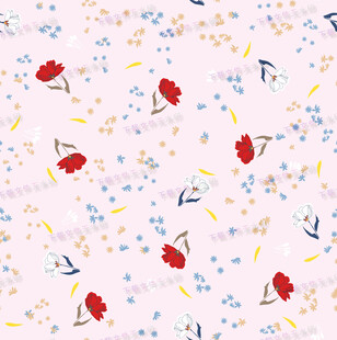 粉色碎花樱桃图案布料