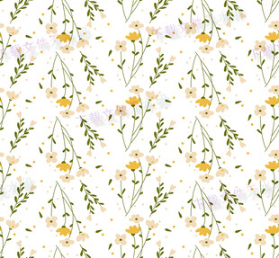 小黄花绿叶花卉图案背景