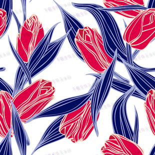 红蓝花卉图案纹理设计