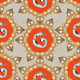 橙色几何花纹装饰图案