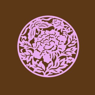 圆形牡丹雕花图案