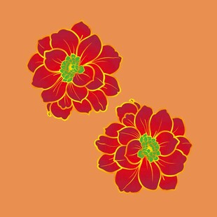 双朵艳丽花卉图案