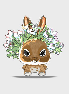头戴花环的可爱小兔子