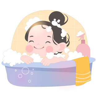女孩洗澡泡泡浴养成良好生活习惯