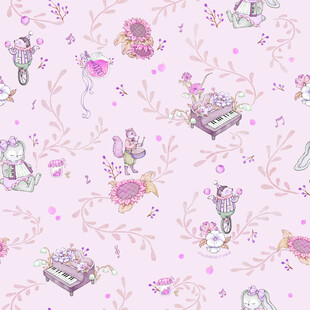 梦幻花卉与物件图案背景