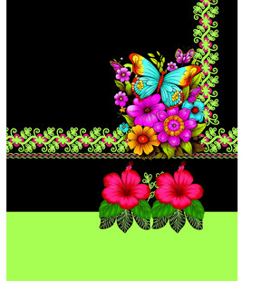 多彩花卉蝴蝶装饰图案