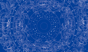 蓝色梦幻对称花纹图案