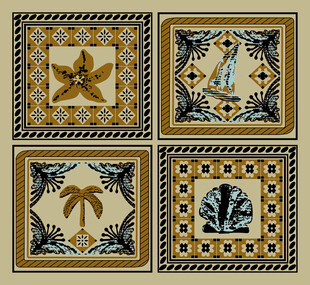 复古风几何花卉瓷砖图案