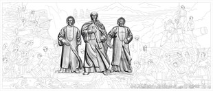 林则徐虎门销烟鸦片战争壁画线稿