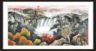 瀑布风景画 