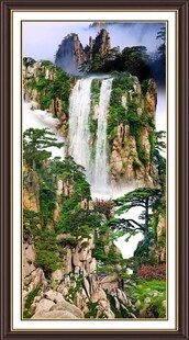 山水国画瀑布景观图