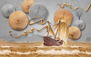 帆船载金币乘风前行