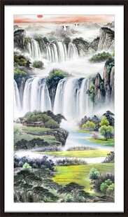 壮丽山水瀑布风景图