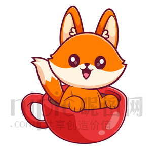 杯中小狐狸的可爱瞬间